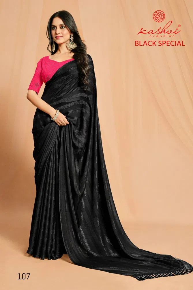 Black Special By Kashvi Rimzim Party Wear Sarees Wholesale In India